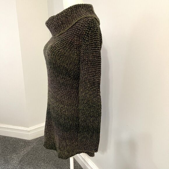 Prana Hunter Tunic Sweater Womens Medium Green Multi Shade Cowl Acrylic Wool - Picture 3 of 9